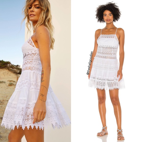 CHARO RUIZ Joya Short Dress White Floral Lace Embroidered Mini - Picture 1 of 8